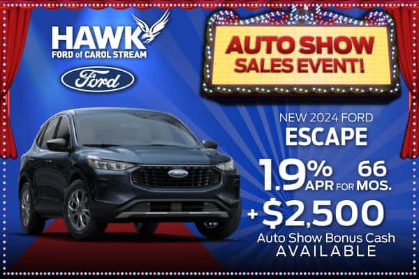 1.9% APR for 66 months plus $2,500 auto show bonus cash available on new 2024 Escape