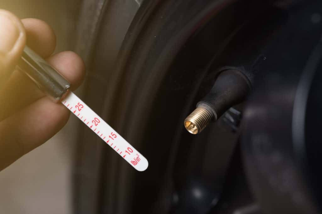 Check the tire pressure with a Tire-Pressure Gauge