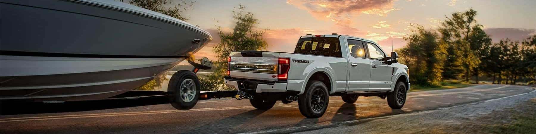 2022 Ford Super Duty pulling a boat