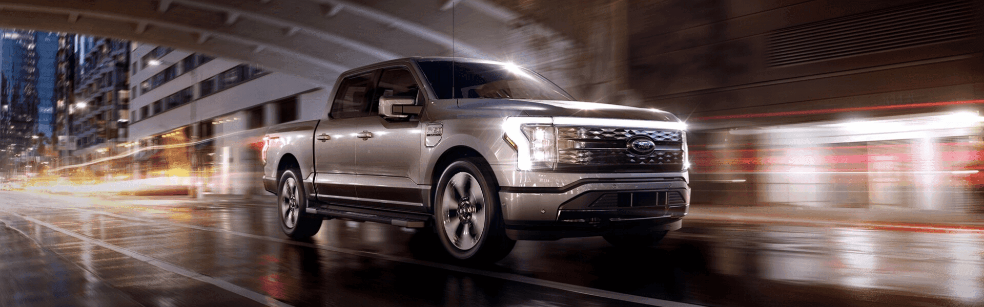 New Ford F-150 Lightning Driving Through A City