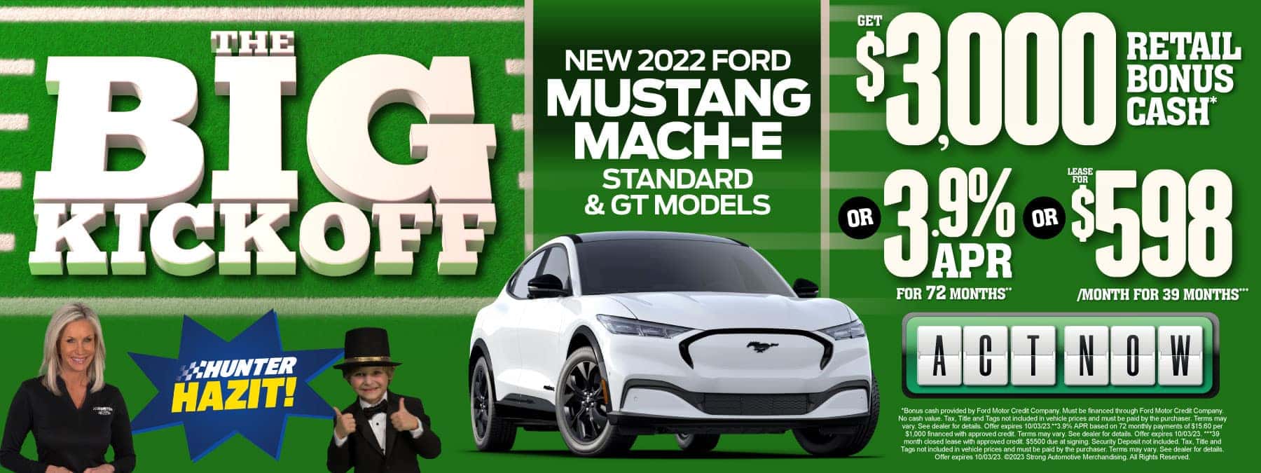 New 2022 Ford Mustang Mach E get $3,000 Retail Bonus Cash or 3.9% APR for 72 Months or lease for $598/month – Act Now