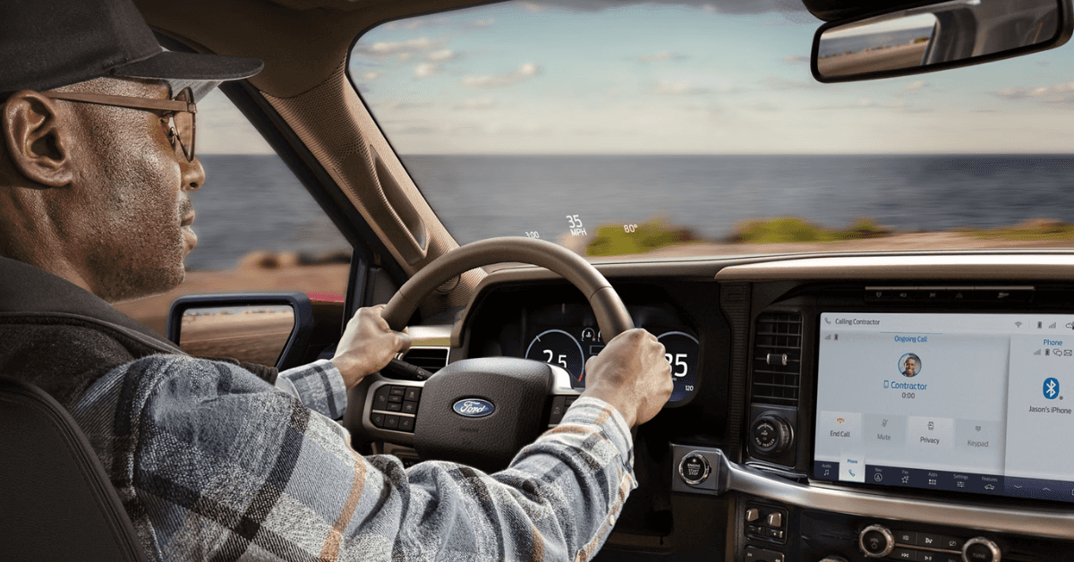 a man driving the 2025 Ford F-150