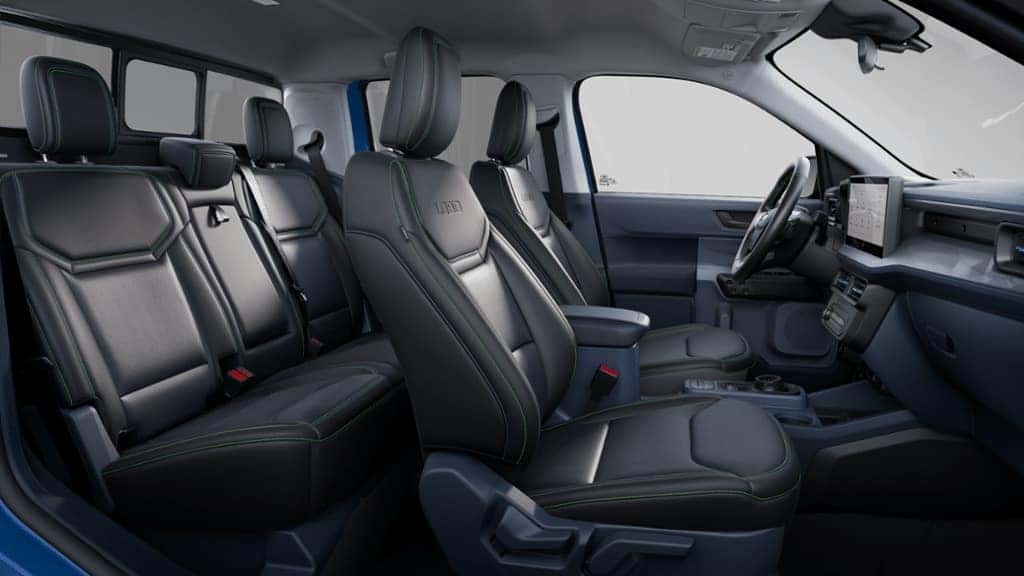2025 Ford Maverick Interior Color Option Lobo exclusive  Black Onyx ActiveX with Grabber Blue and Electric Lime stitching and graffiti overprint