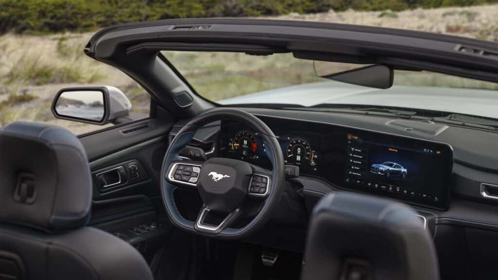 2026 Ford Mustang interior view of the cockpit in the convertible