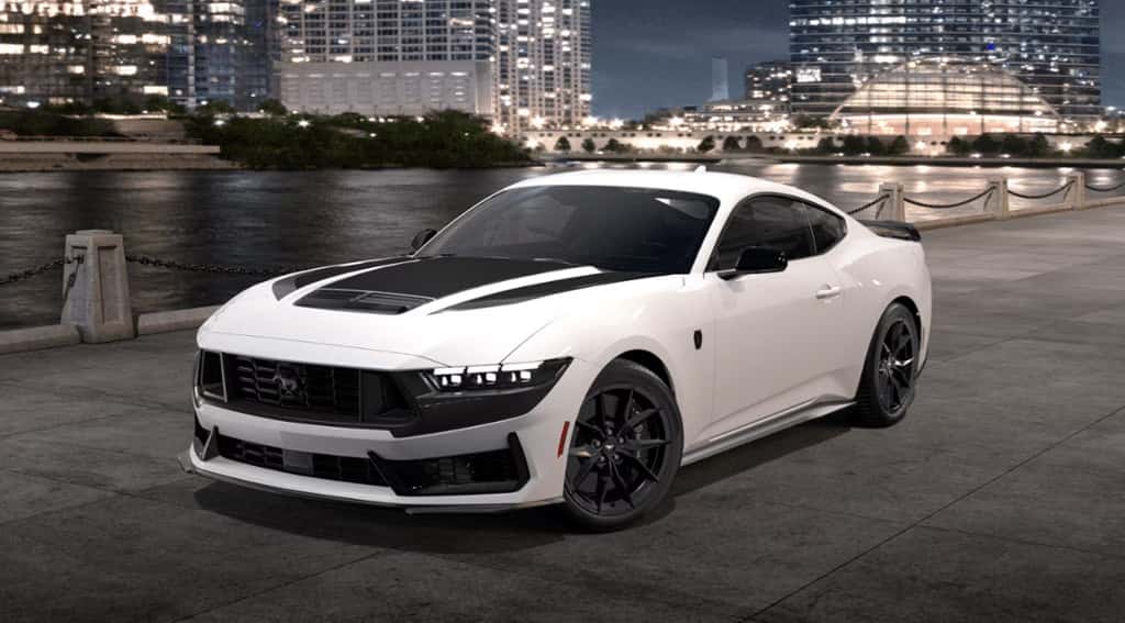2026 Ford Mustang trims shows the Dark Horse in Oxford White