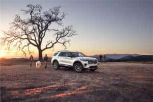 white 2025 Ford Explorer on mountain near me