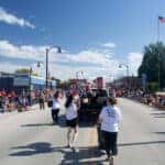 Main street lined with people for Dozinky Days