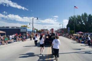Main street lined with people for Dozinky Days