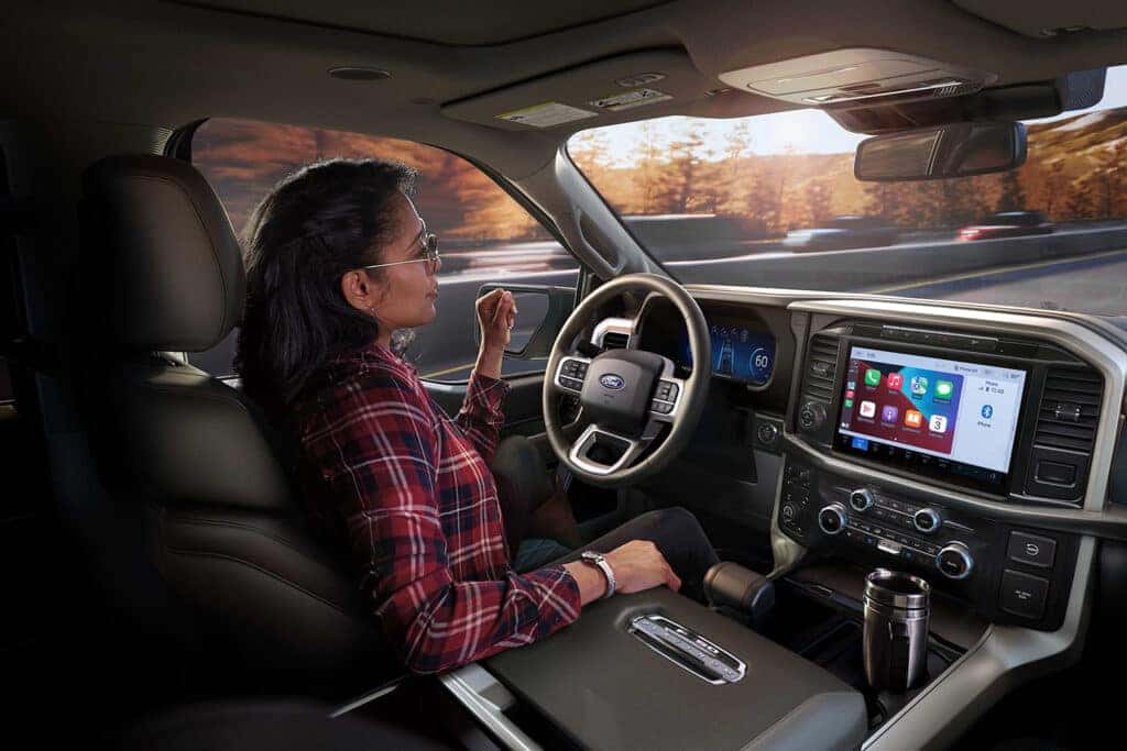 woman using hands-free driving with Ford BlueCruise in F-150