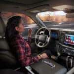 woman using hands-free driving with Ford BlueCruise in F-150