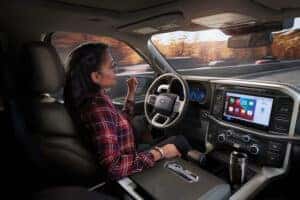 woman using hands-free driving with Ford BlueCruise in F-150