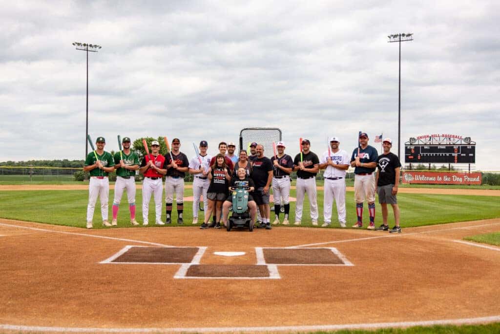 Jacob Kirchner and the Sluggers line up for a photo at the 10th Annual Home Town Bats Home Run Derby