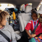 Family riding in SUV