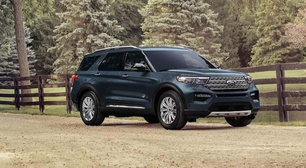 A green 2024 Ford Explorer King Ranch is shown parked after visiting a Ford dealer near Alpharetta.
