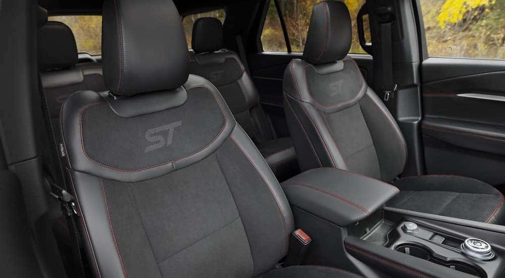 The black interior seats of a 2025 Ford Explorer ST-Line.