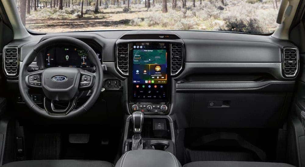 the black dash of a 2025 Ford Ranger XLT Sport is shown.