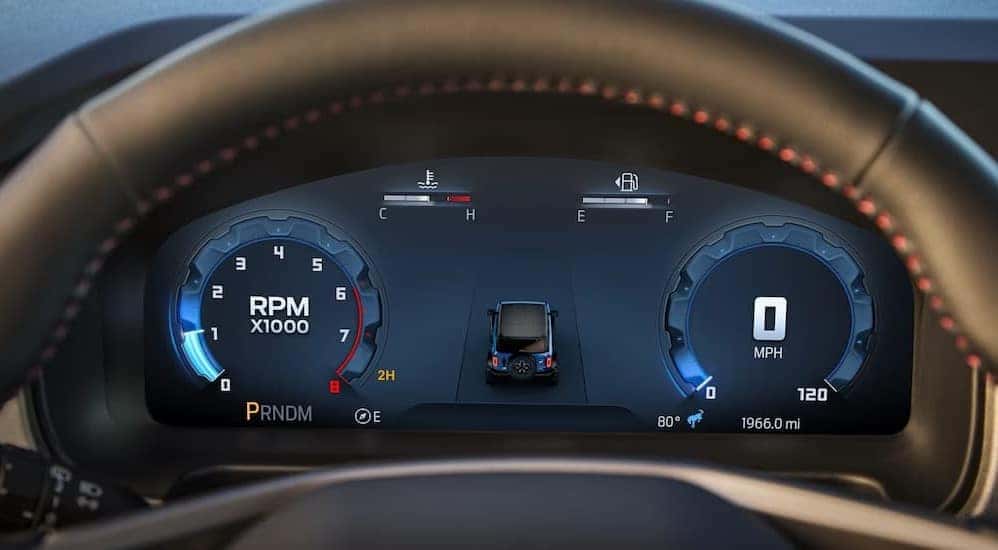Close-up of a digital dash display on a 2025 Ford Bronco.