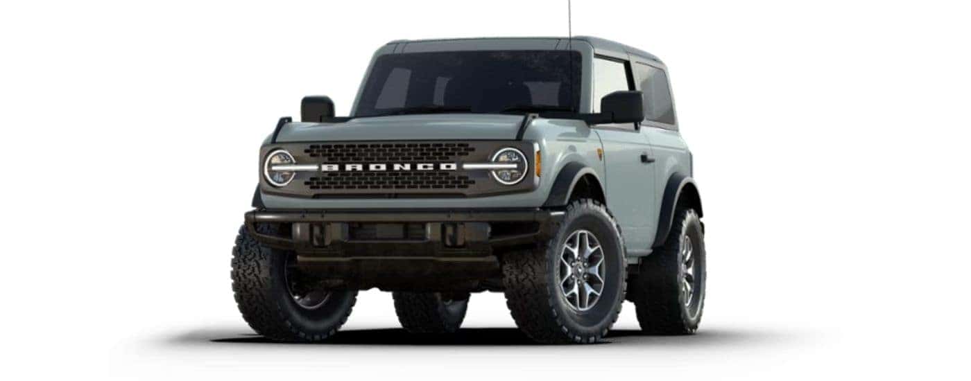 A grey 2024 Ford Bronco Badlands angled left.