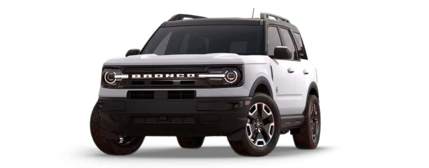 A white 2024 Ford Bronco Sport Outer Banks angled left.