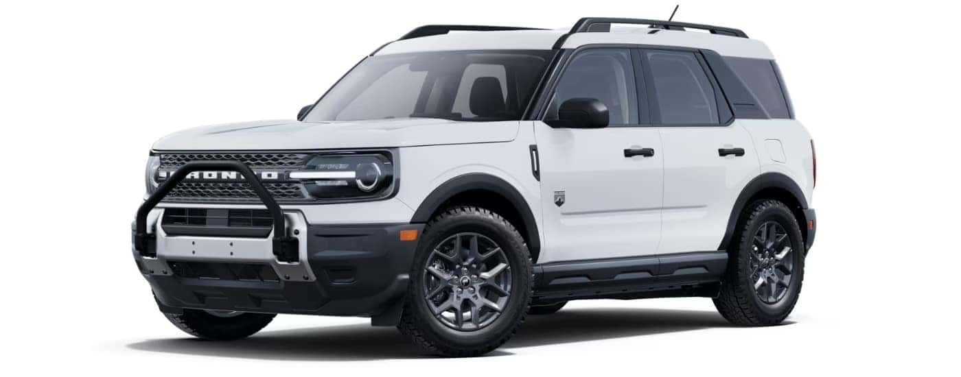 A white 2025 Ford Bronco Sport Big Bend Black Diamond angled left.