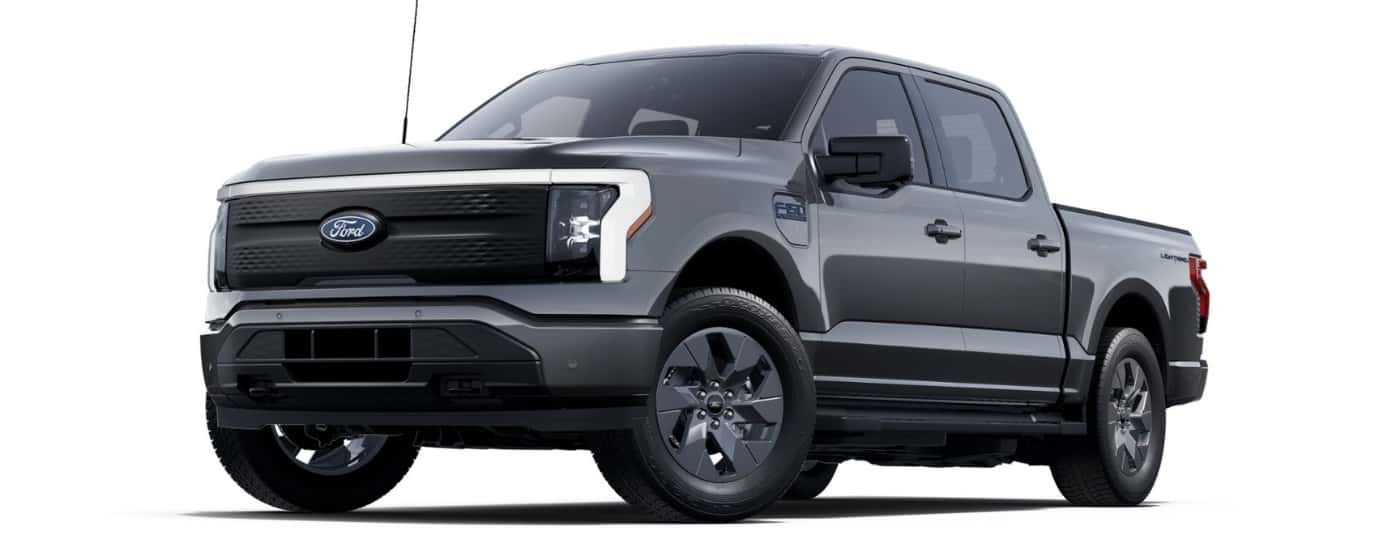 Grey 2025 Ford F-150 Lightning Flash angled left