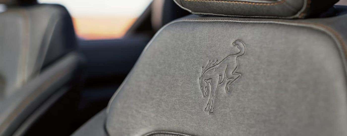 2026 Ford Bronco front seat with the logo embossed on it