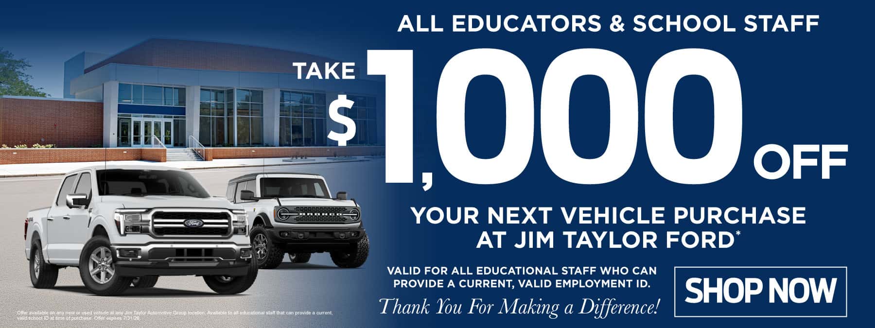 $1000 off Your Next Vehicle at Jim Taylor