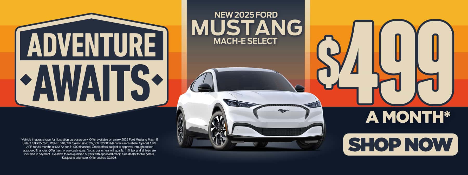 New 2025 Ford Mustang Mach-E Select Own it for $499/mo