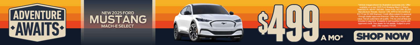 New 2025 Ford Mustang Mach-E Select Own it for $499/mo