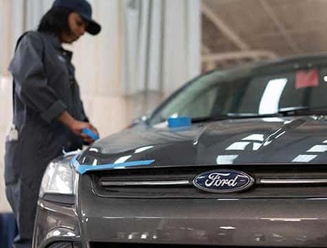 Technician at car