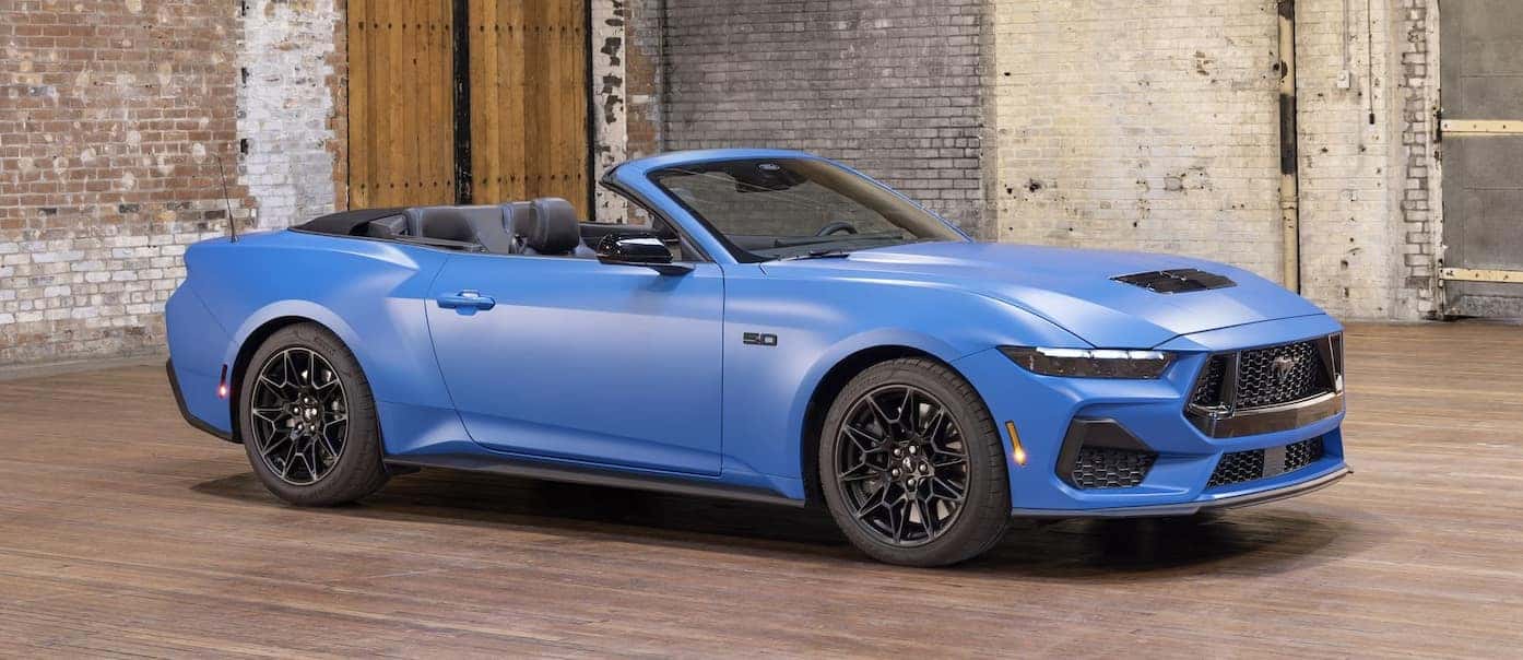 bright blue ford mustang