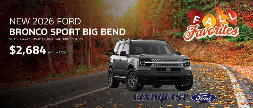 Get $2,684 Off MSRP on a New 2026 Ford Bronco Sport Big Bend