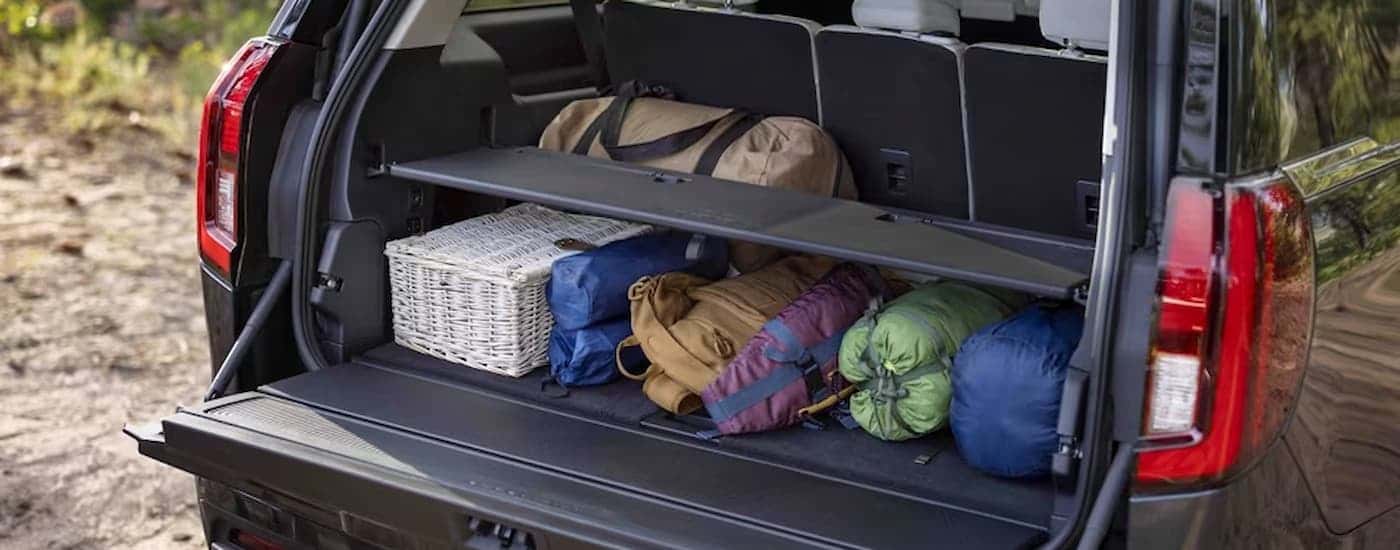 The rear cargo storage in a black 2025 Ford Expedition.