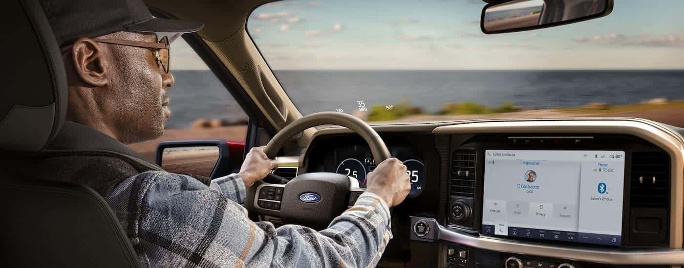 The interior of a 2025 Ford F-150.
