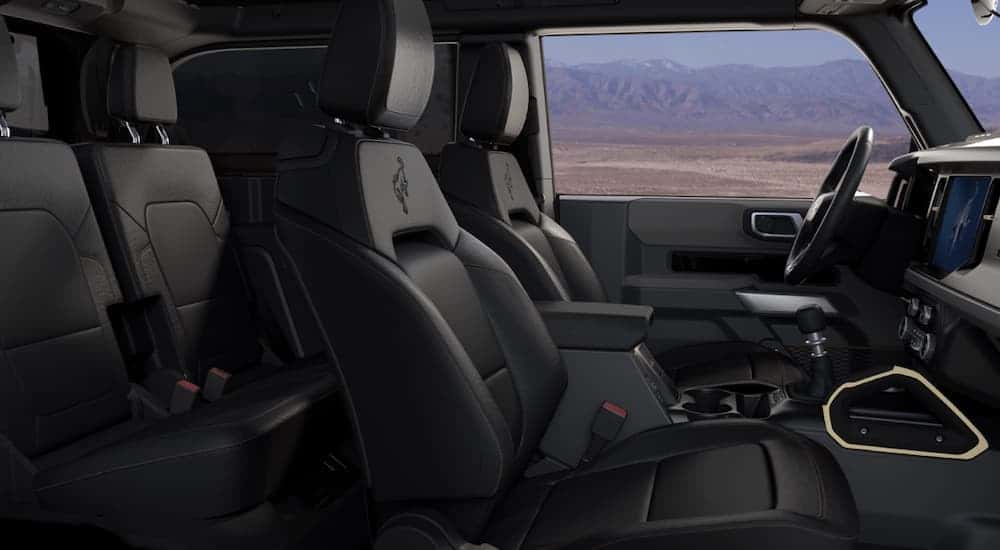 Black leather interior in a 2025 Ford Bronco for sale near Lawrenceville