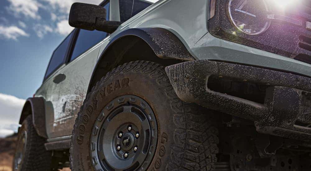 Close-up of a tire with rim on a 2025 Ford Bronco
