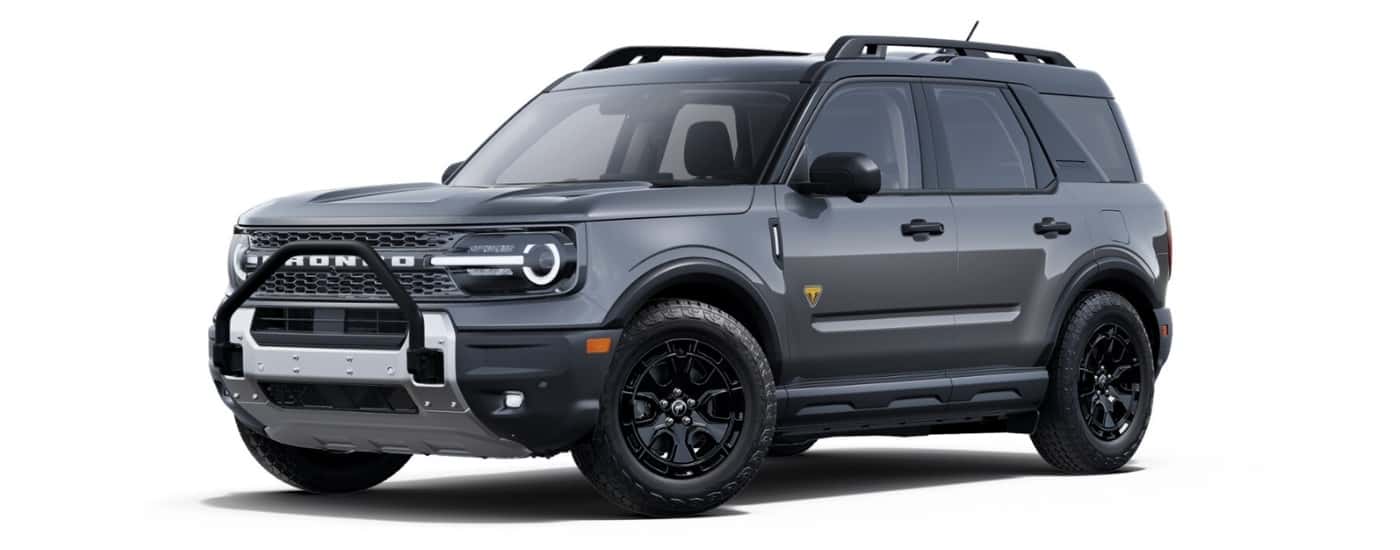 A grey 2025 Ford Bronco Sport Badlands Sasquatch angled left.