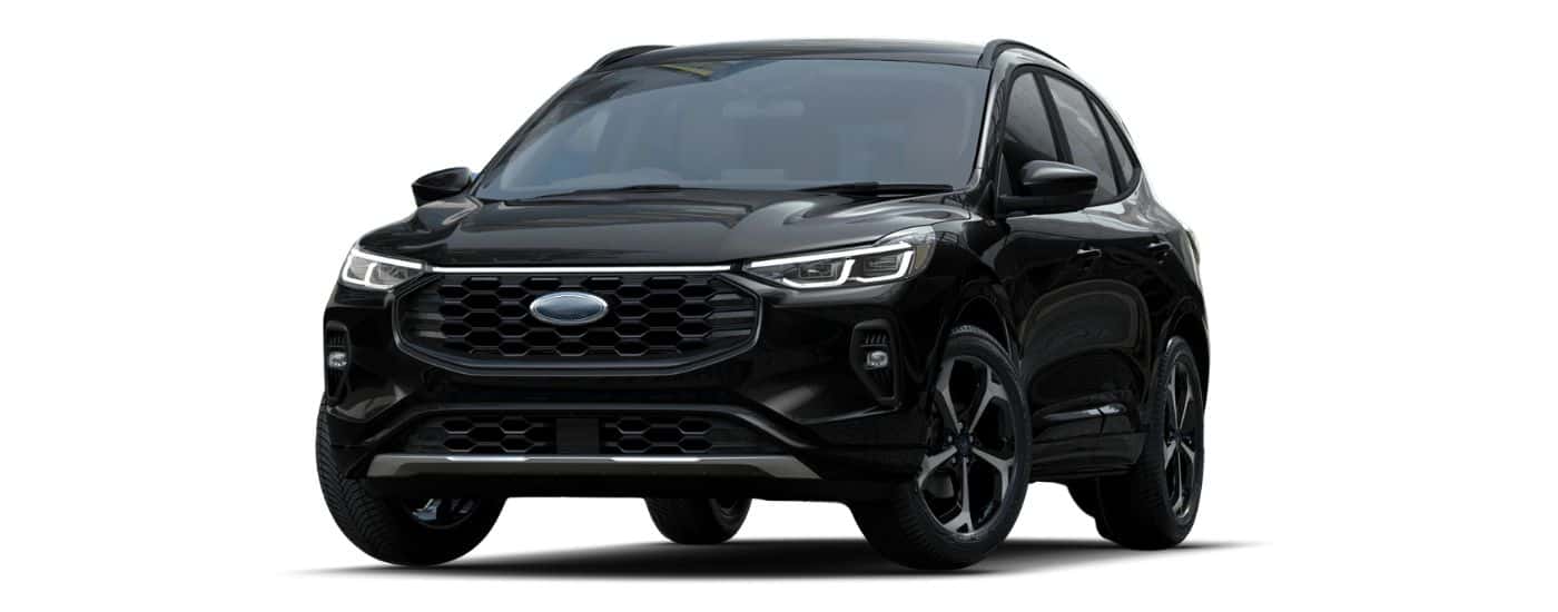 A black 2025 Ford Escape ST-Line Elite angled left.