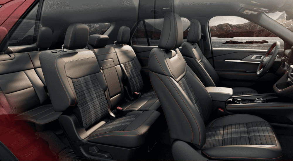 Black interior of a 2026 Ford Explorer for sale in Loganville.