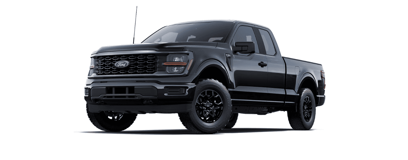 A black 2025 Ford F-150 STX model