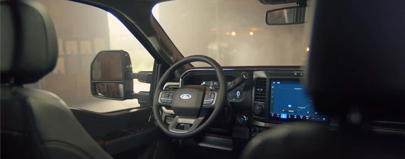 The black dash in a 2026 Ford F-350.