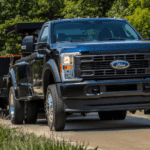 Black 2026 Ford Super Duty towing a trailer