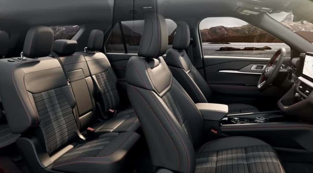 The gray interior in a 2026 Ford Explorer.