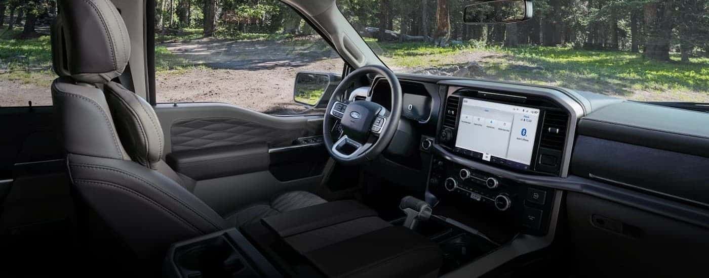 The black interior and dash in a 2026 Ford F-150.