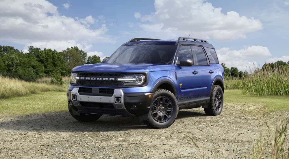 A blue 2026 Ford Bronco Sport parked off-road