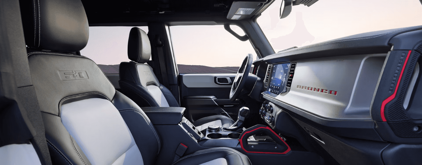 Black and blue interior of a 2026 Ford Bronco 60th Anniversary edition