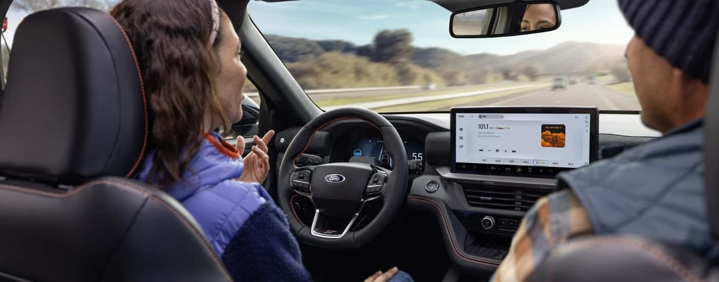 Interior view of a 2025 Ford Explorer using hands-free tech.