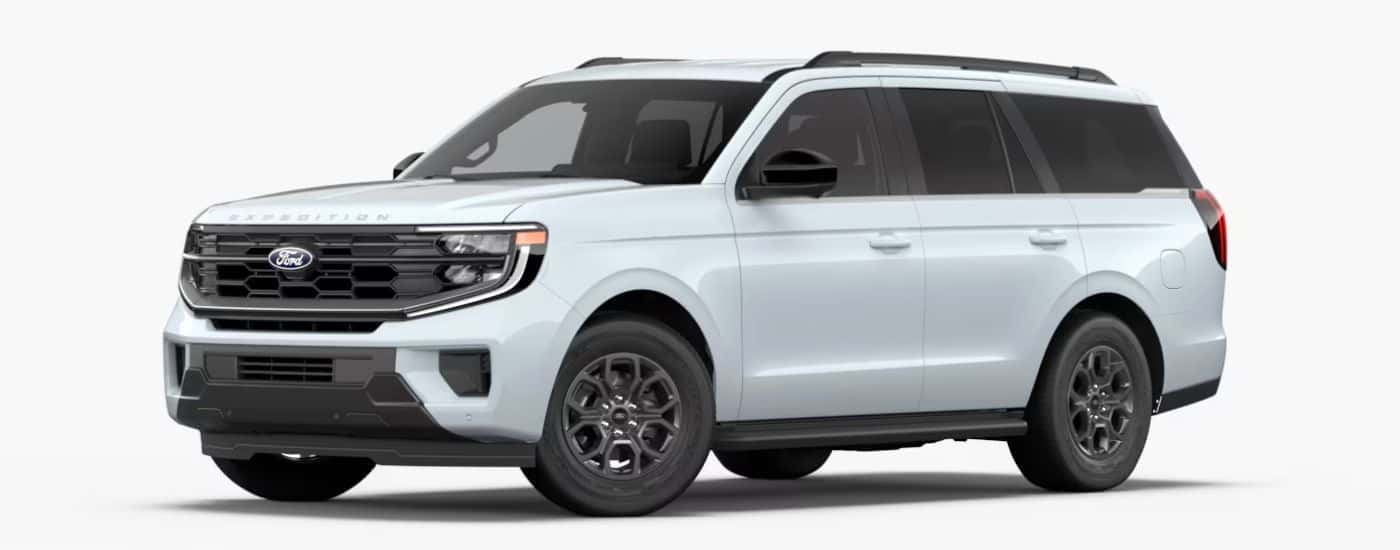 Silver 2026 Ford Expedition angled left against a white background.