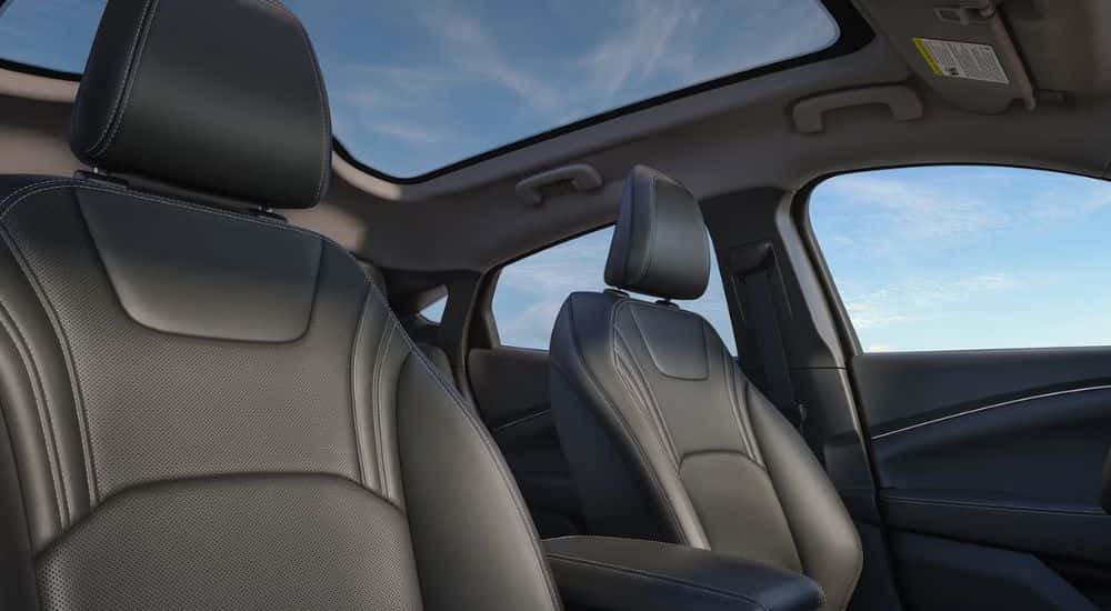 Front seats and panoramic sunroof on a 2026 Mustang Mach-E.
