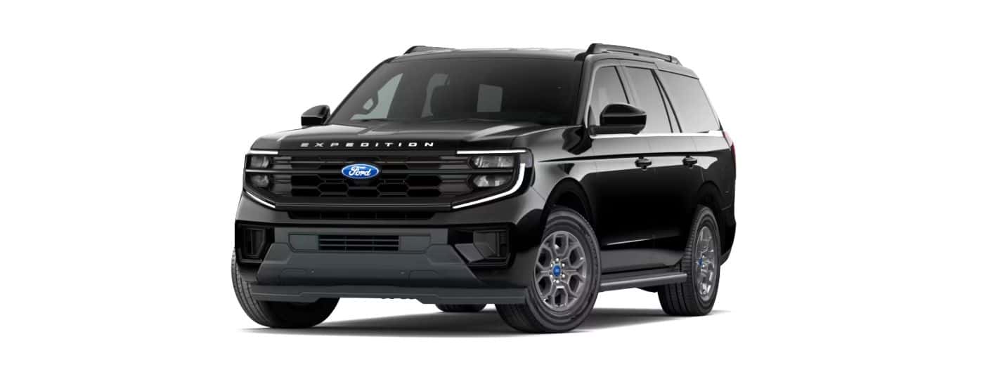 A black 2027 Ford Expedition angled left on a white background.